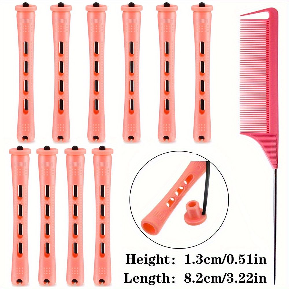 10er-Pack professionelle Dauerwellenwickler mit Kamm und Gummibändern – kurze Lockenwickler für perfektes Haarstyling und Frisieren