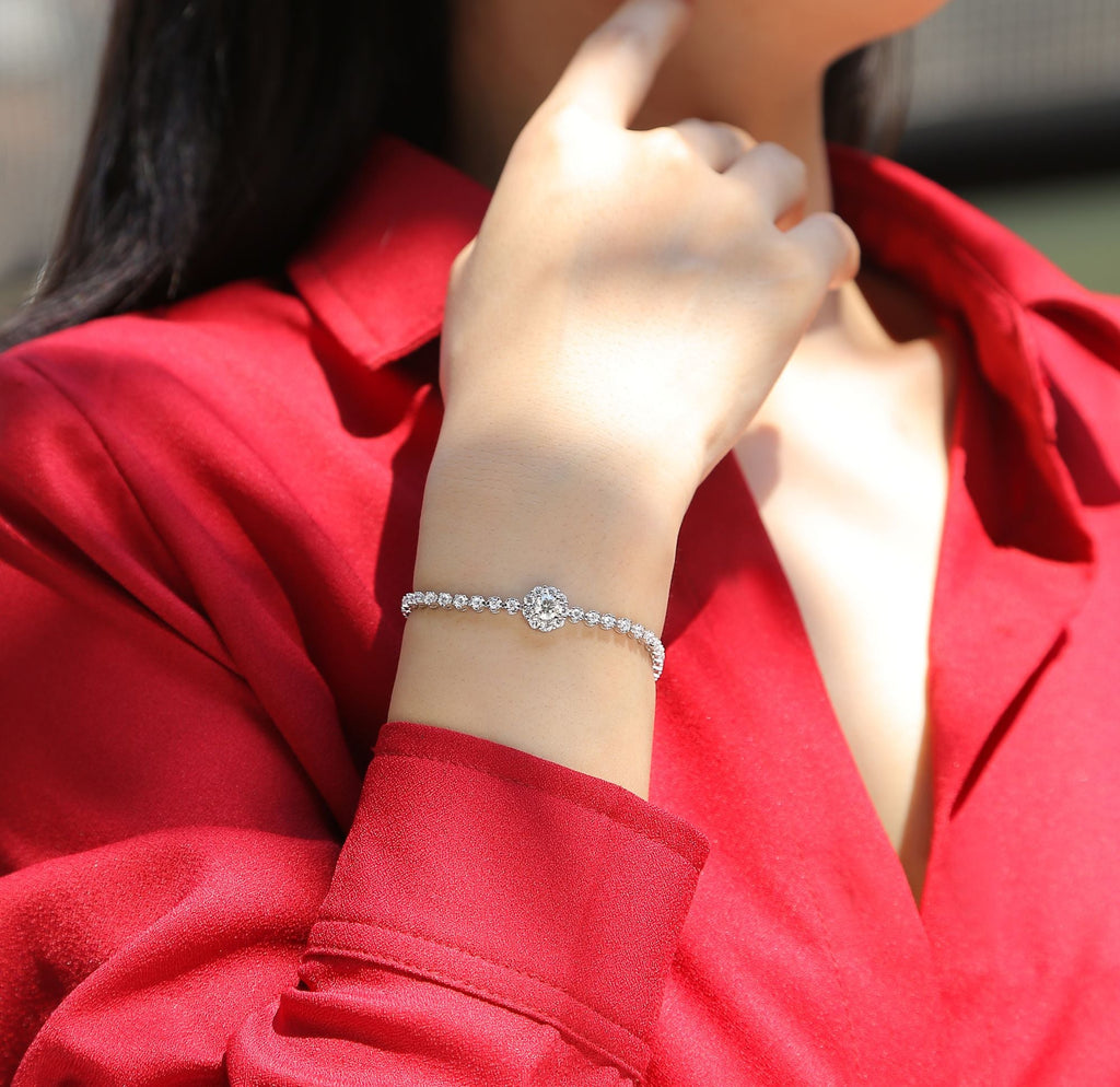 Bracelet Magpie Bridge - Argent sterling 925 serti de moissanite 0,5 carat plaqué platine - Bijoux tendance
