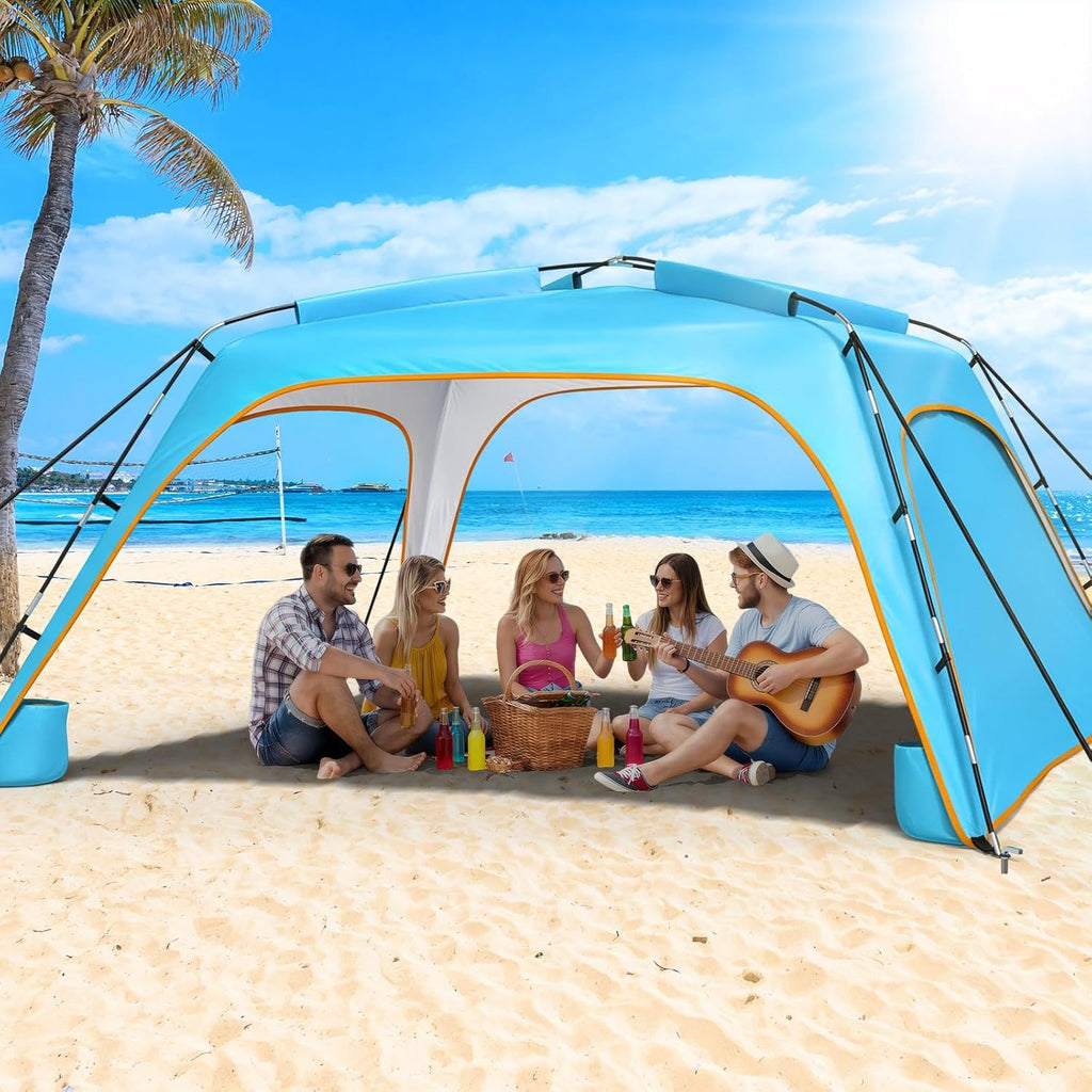 Ab zum Strand - Tragbarer Strandzelt-Sonnenschutz UPF 50+, Perfektes 3x3 m Pop-Up-Vordach für Spaß im Freien