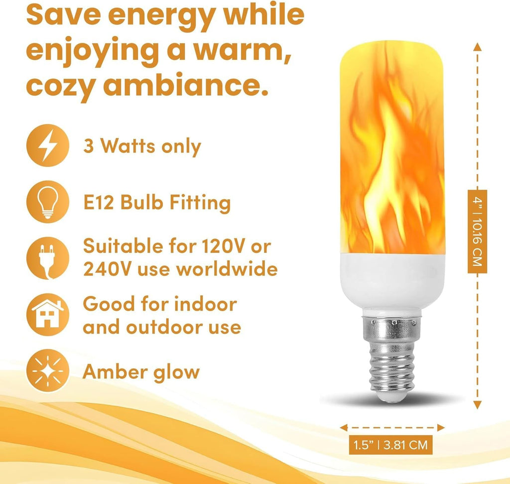 Effet de Feu T6 T8 E12 Ampoule LED Flamme Scintillante Forme de Tube Nouveauté Éclairage B11 Ampoules Torche Raccord de 12 mm de Diamètre, Longueur Totale 100 mm / 4,00" 120V 240V ST15 MED g16 ja8 cfl Lot de 6