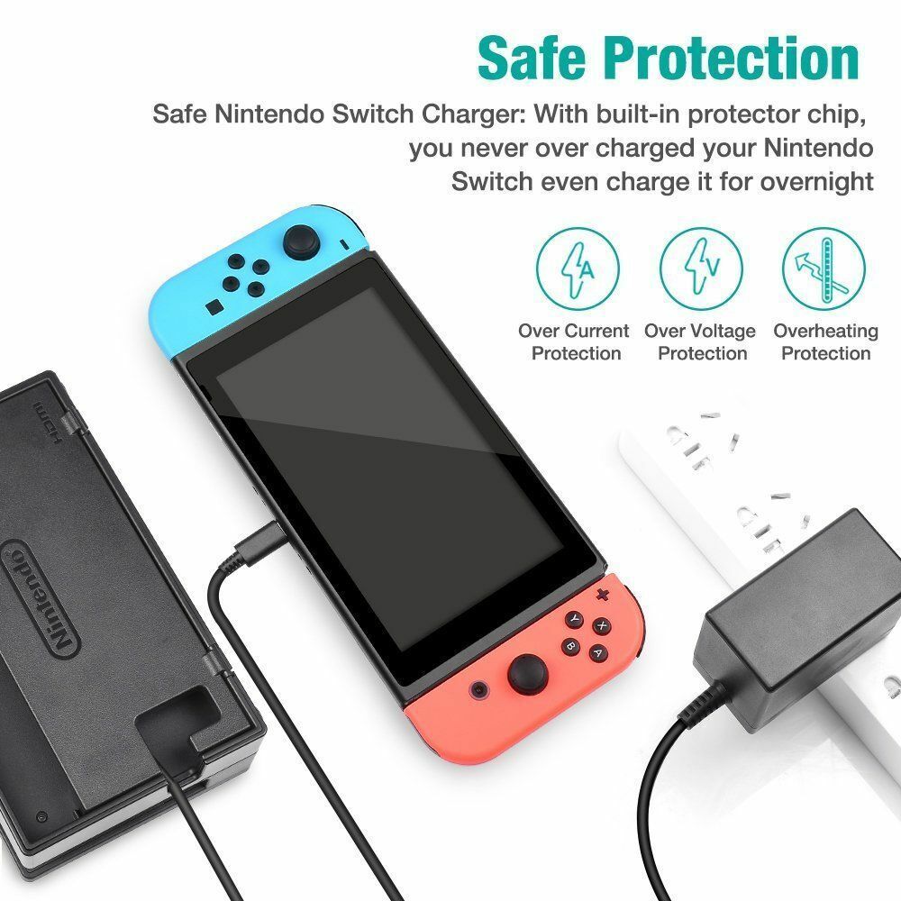 Pour adaptateur secteur Nintendo Switch, câble de chargement mural/voyage 2,4 A