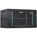6U Wandmontiertes Netzwerk-Server-Rack, 15,5 Zoll tief, Serverschrank-Gehäuse, 200 lbs maximale bodenmontierte Traglast, mit abschließbarer Glastür und Seitenwänden, für IT-Ausrüstung, A/V-Geräte