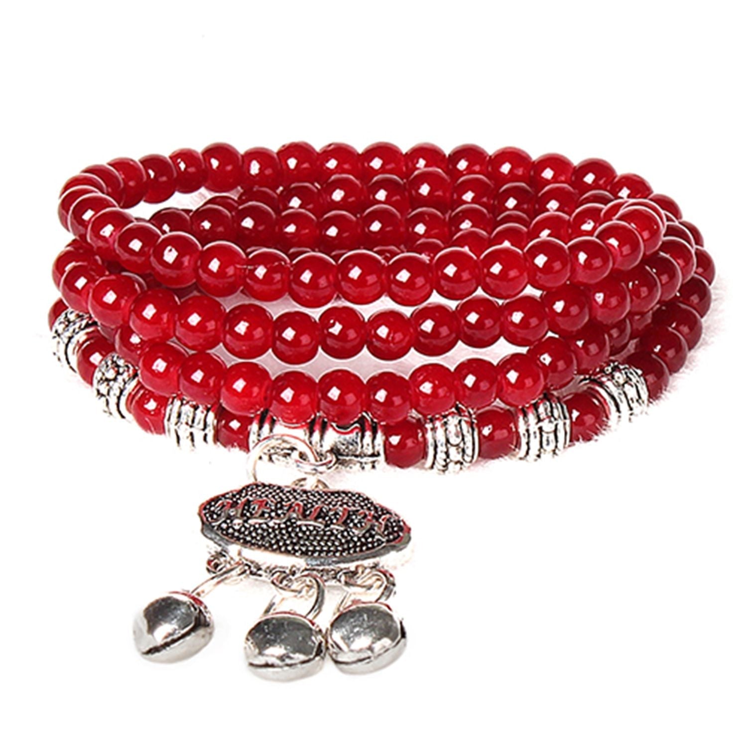 Bracelet perles agate rouge bonne chance