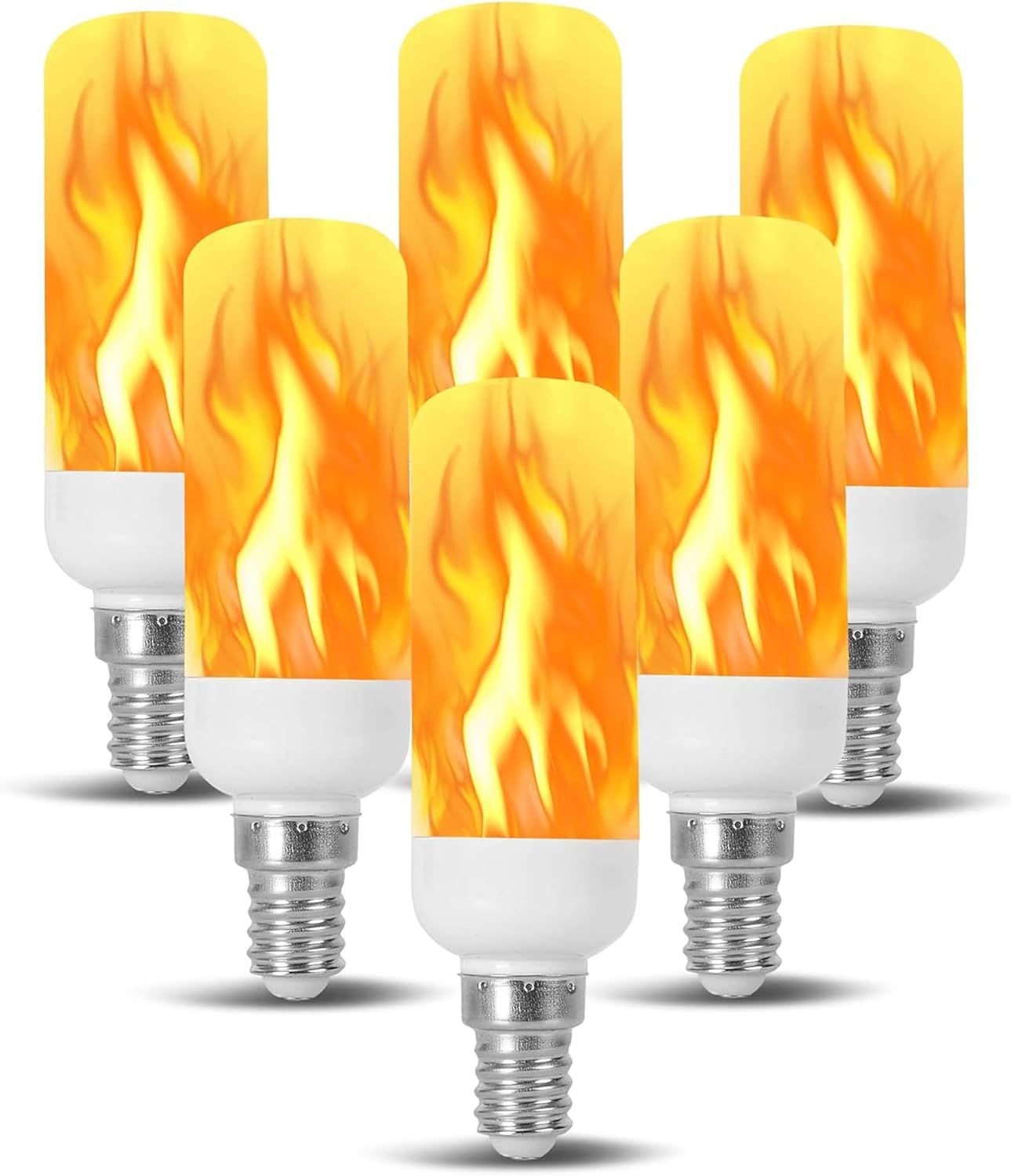 Effet de Feu T6 T8 E12 Ampoule LED Flamme Scintillante Forme de Tube Nouveauté Éclairage B11 Ampoules Torche Raccord de 12 mm de Diamètre, Longueur Totale 100 mm / 4,00" 120V 240V ST15 MED g16 ja8 cfl Lot de 6