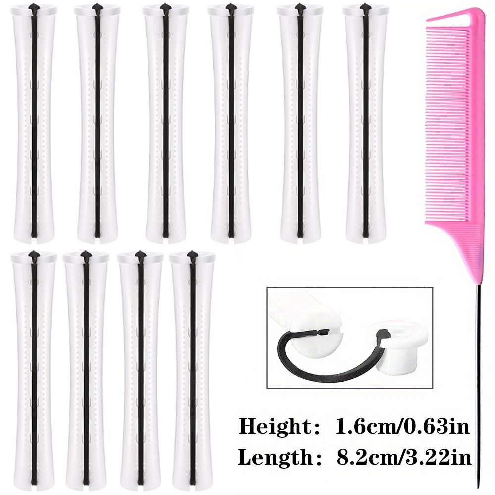 10er-Pack professionelle Dauerwellenwickler mit Kamm und Gummibändern – kurze Lockenwickler für perfektes Haarstyling und Frisieren