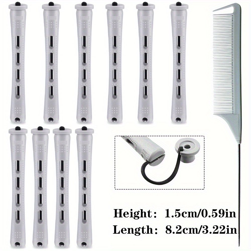 10er-Pack professionelle Dauerwellenwickler mit Kamm und Gummibändern – kurze Lockenwickler für perfektes Haarstyling und Frisieren