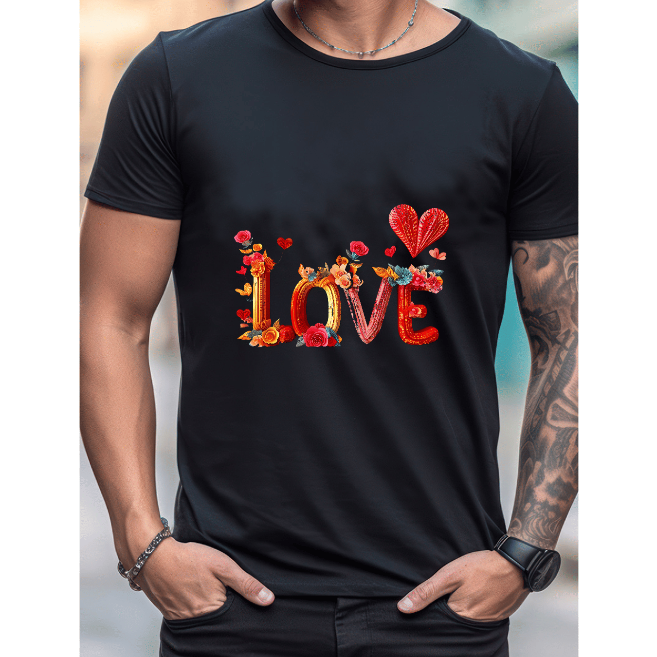 Stilvoll feiern mit diesem 100 % Baumwoll-Herren-T-Shirt zum Valentinstag