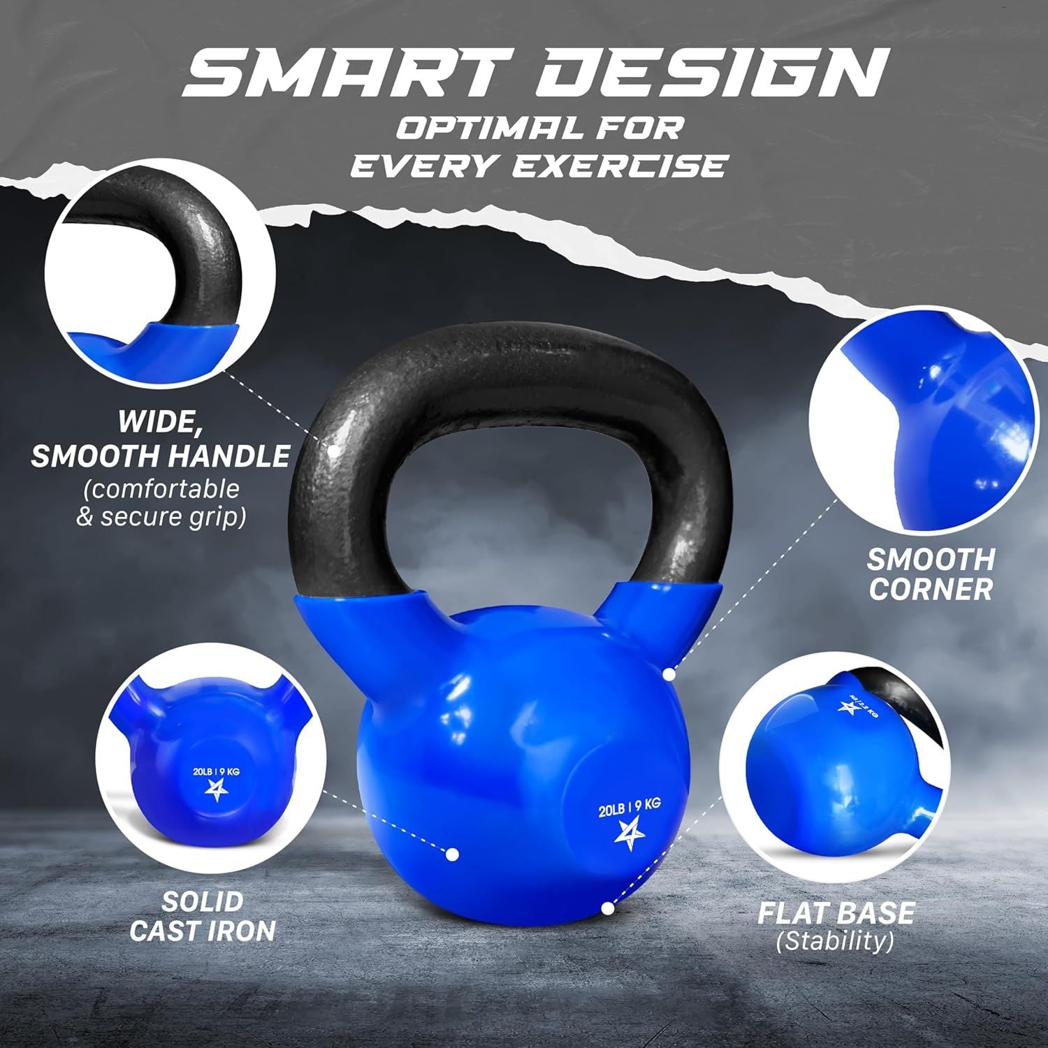 Kettlebell, 5-100 LB Vinylbeschichtete Gusseisen Kettlebells für Krafttraining, Home Gym Übungen, Fitness, Ganzkörpertraining, Liegestütze und Griffkraft