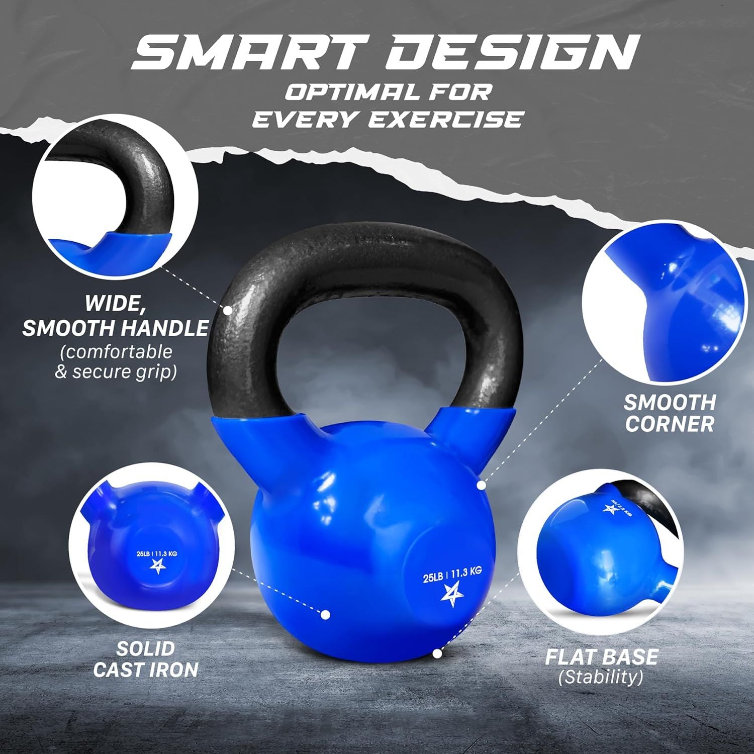 Kettlebell, 5-100 LB Vinylbeschichtete Gusseisen Kettlebells für Krafttraining, Home Gym Übungen, Fitness, Ganzkörpertraining, Liegestütze und Griffkraft