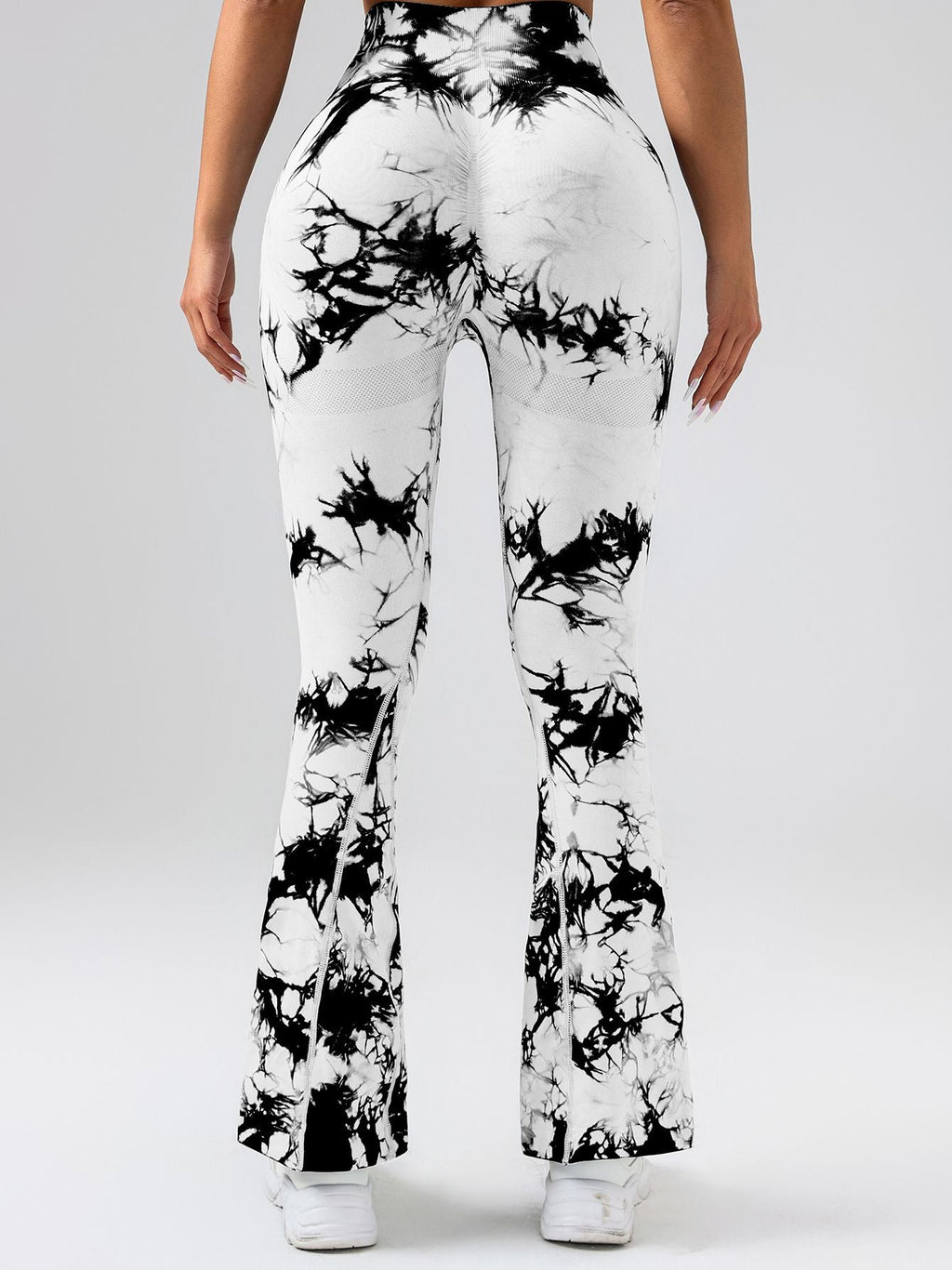 Damen High-Waist Yoga-Hose mit Bauchkontrolle und Schlag, Tie-Dye Stretch Slimming Bootcut Trainingshose, Fitness & Sport Activewear