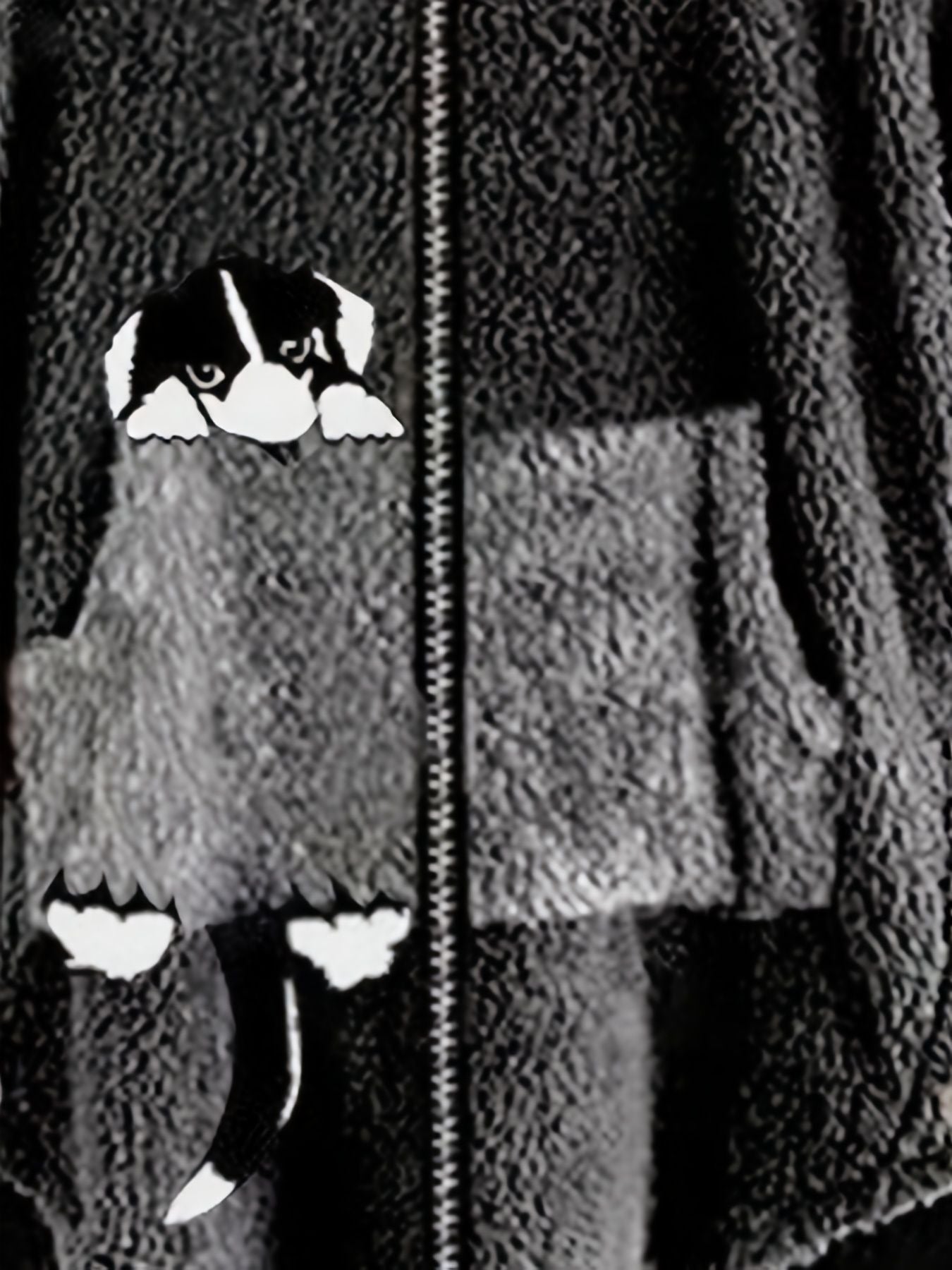 Große Größen Cartoon Welpendruck Colorblock Hoodie mit Reißverschluss, flauschiger Mantel; Damen Plus Size leichter Stretch Freizeit-Mantel