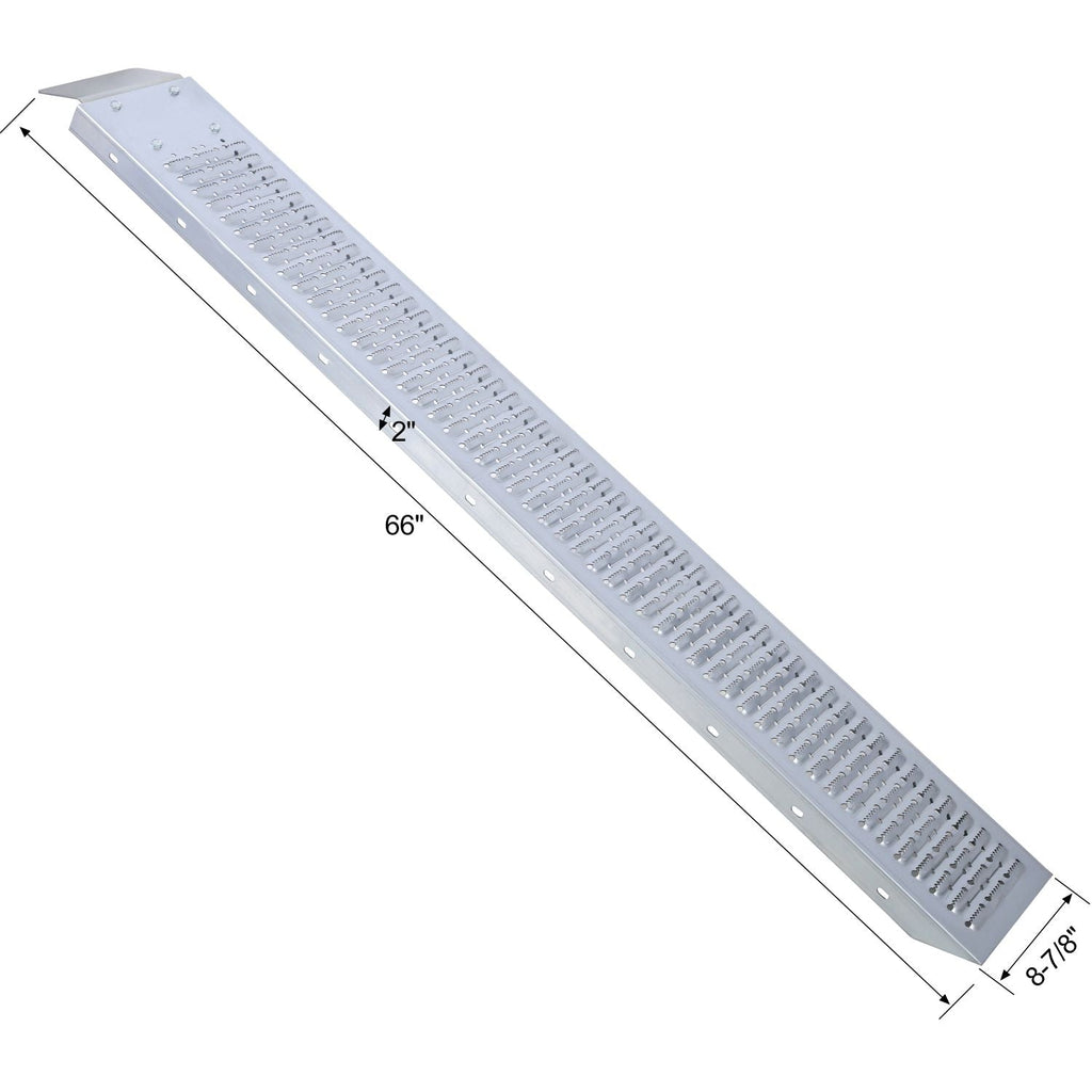 167,6 cm (66 Zoll) lange Laderampen, 435 kg (960 lbs) Tragkraft, Laderampen für Pickup-Trucks, Motorradrampe aus Stahl, Dirtbike-Rampe für LKW, Rasenmäher, Schneefräse, ATV, Quad, 2er-Pack, mit 2 Spanngurten, 1 Paar Handschuhe