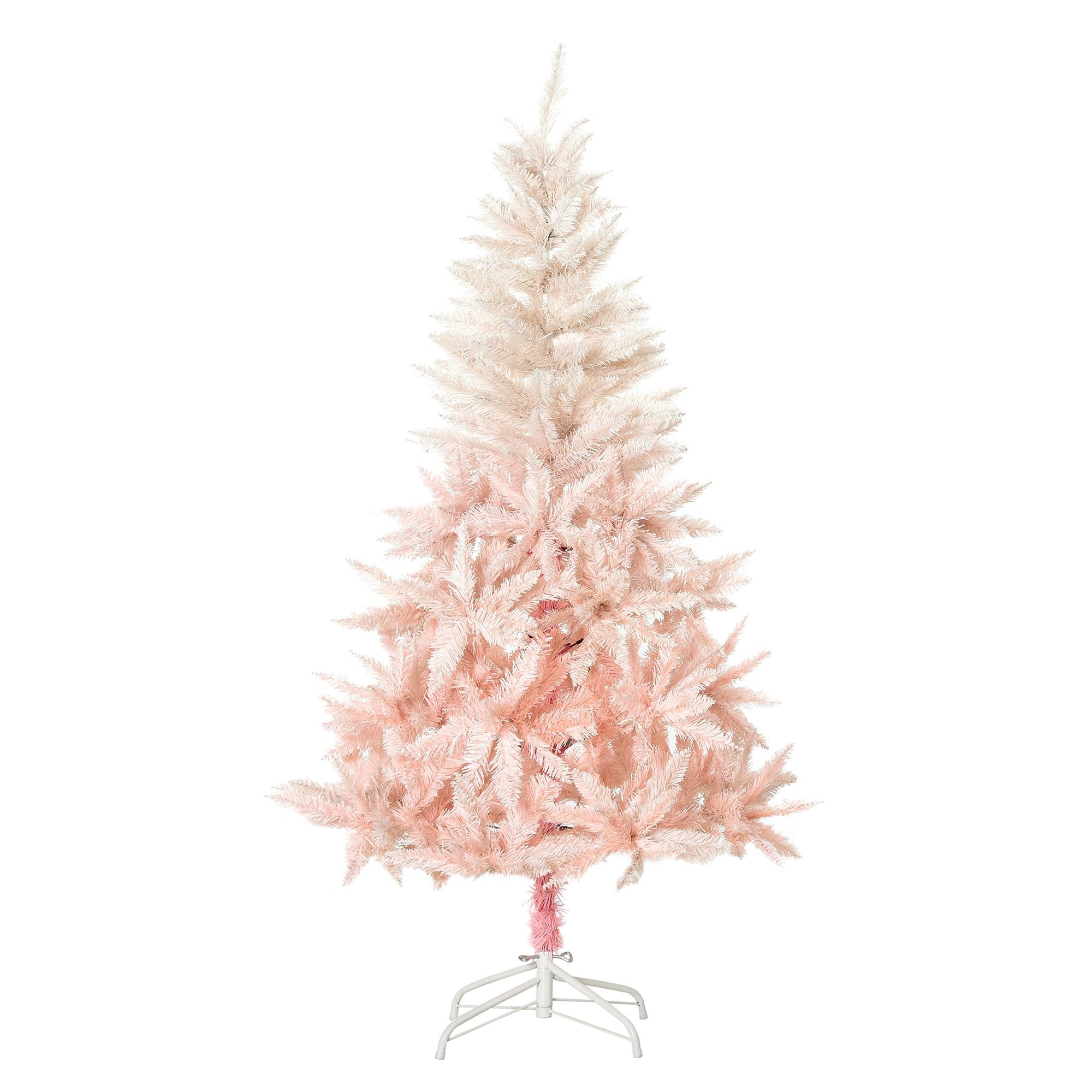 HOMCOM 150 cm Bleistift-Weihnachtsbaum, rosa Weihnachtsbaum mit 450 Zweigen und abnehmbarem Ständer, Weihnachtsdekoration für Hauspartys, Pink