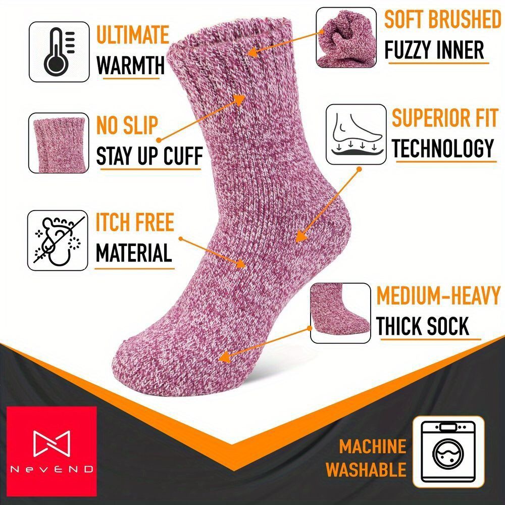 6 Paar Damen Socken aus Wolle (EU 39-42) - Strapazierfähige Winterwärme, BS4745 2.4 Tog Wert, Mehrfarbig (Rosa/ Grau/ Blau/ Grün/ Schwarz)