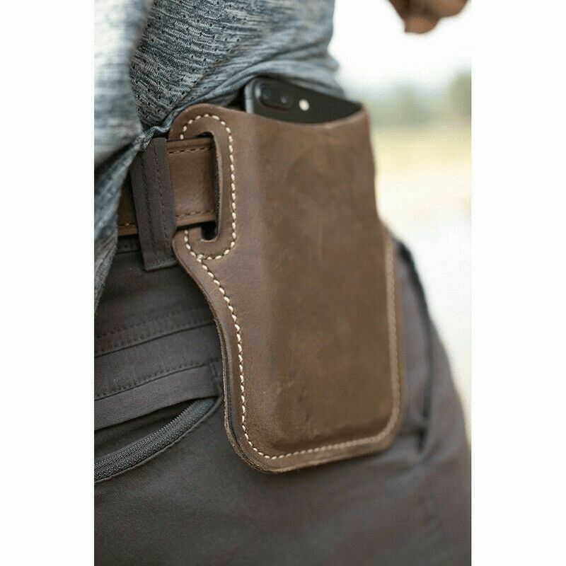 Sac de ceinture pour homme pour téléphone portable, pochette de taille en cuir, étui portefeuille