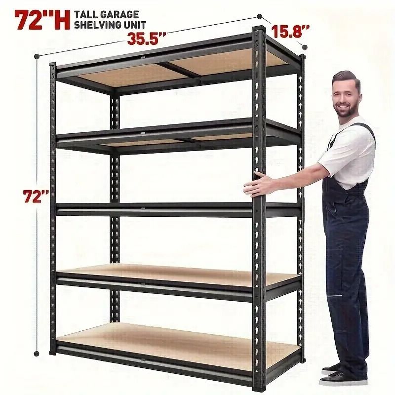 5-stöckiges Metallregal für die Garage, verstellbares Lagerregal 90 cm B x 183 cm H x 40 cm T, Mehrzweck-Organizer für Garage, Keller, Hauswirtschaftsraum und Lagerräume