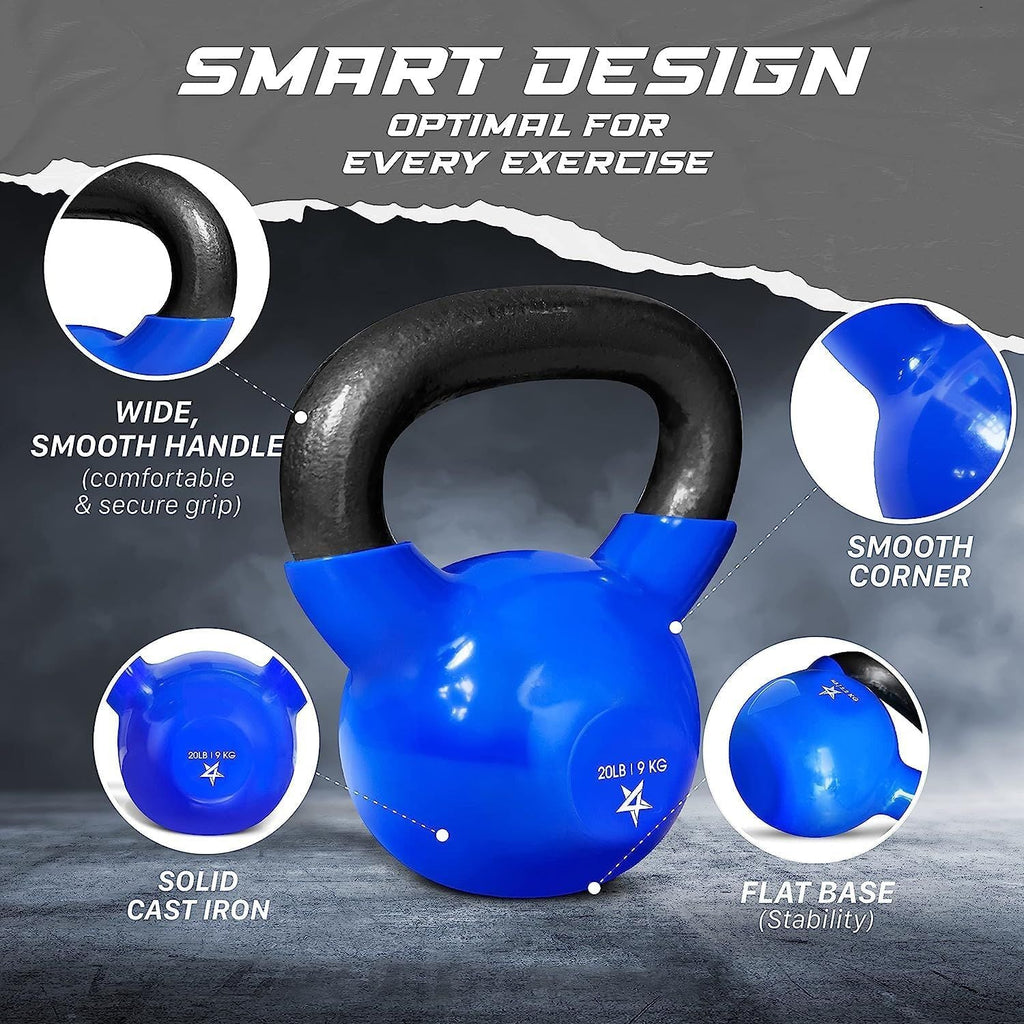 Kettlebell, 5-100 LB Vinylbeschichtete Gusseisen Kettlebells für Krafttraining, Home Gym Übungen, Fitness, Ganzkörpertraining, Liegestütze und Griffkraft