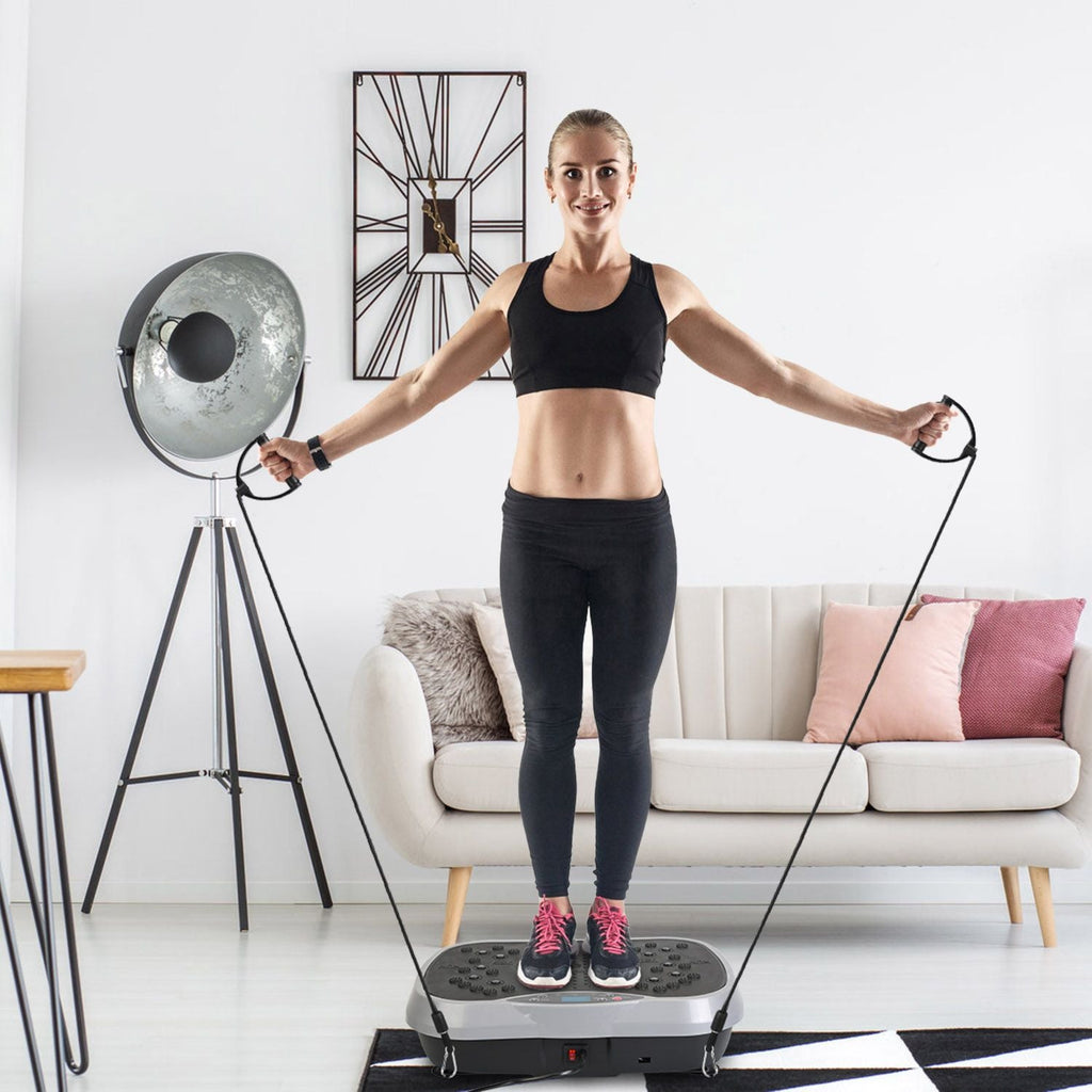 Appareil de fitness vibrant avec bandes de résistance, télécommande, plateforme vibrante pour le corps entier, équipement d'entraînement à domicile pour la perte de poids et la combustion des graisses