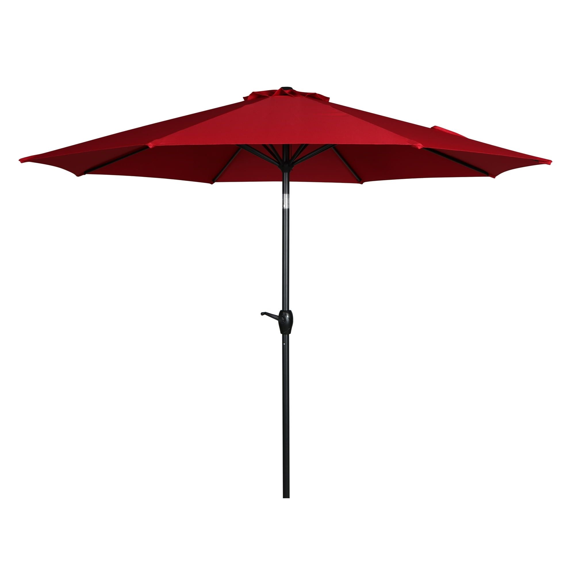 275 cm roter Terrassenschirm mit Kurbel und 3-fach kippbarem Schirmstock