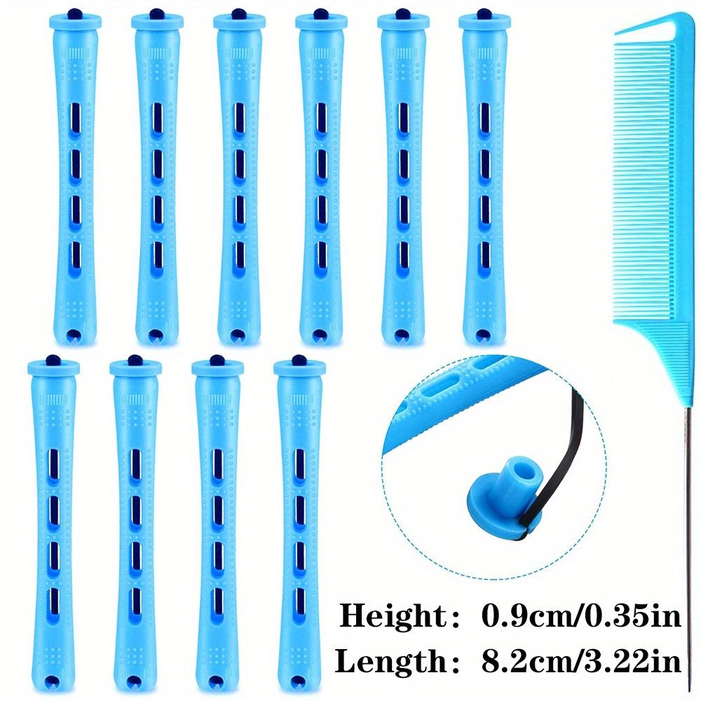 10er-Pack professionelle Dauerwellenwickler mit Kamm und Gummibändern – kurze Lockenwickler für perfektes Haarstyling und Frisieren