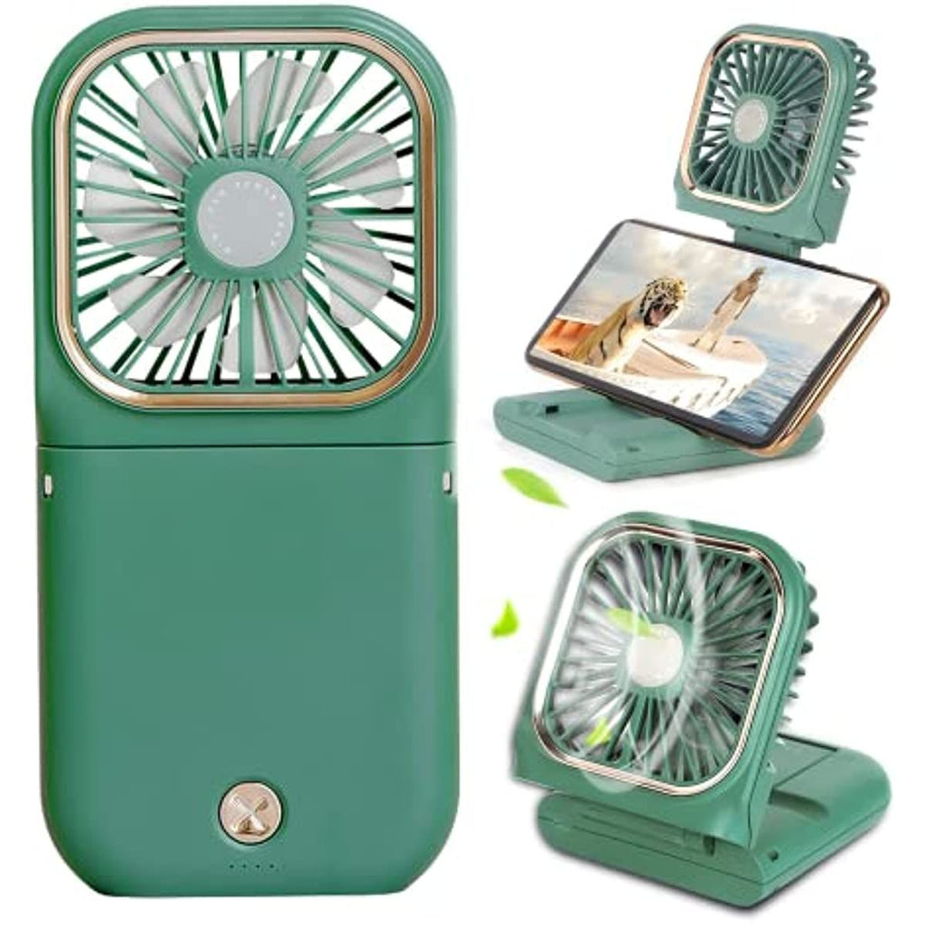 Mini ventilateur portatif ; Mini ventilateur USB avec batterie externe rechargeable ; Petit ventilateur personnel à 3 vitesses ; Ventilateur de bureau pliable avec batterie de 3000 mAh ; Ventilateur de cou avec cordon