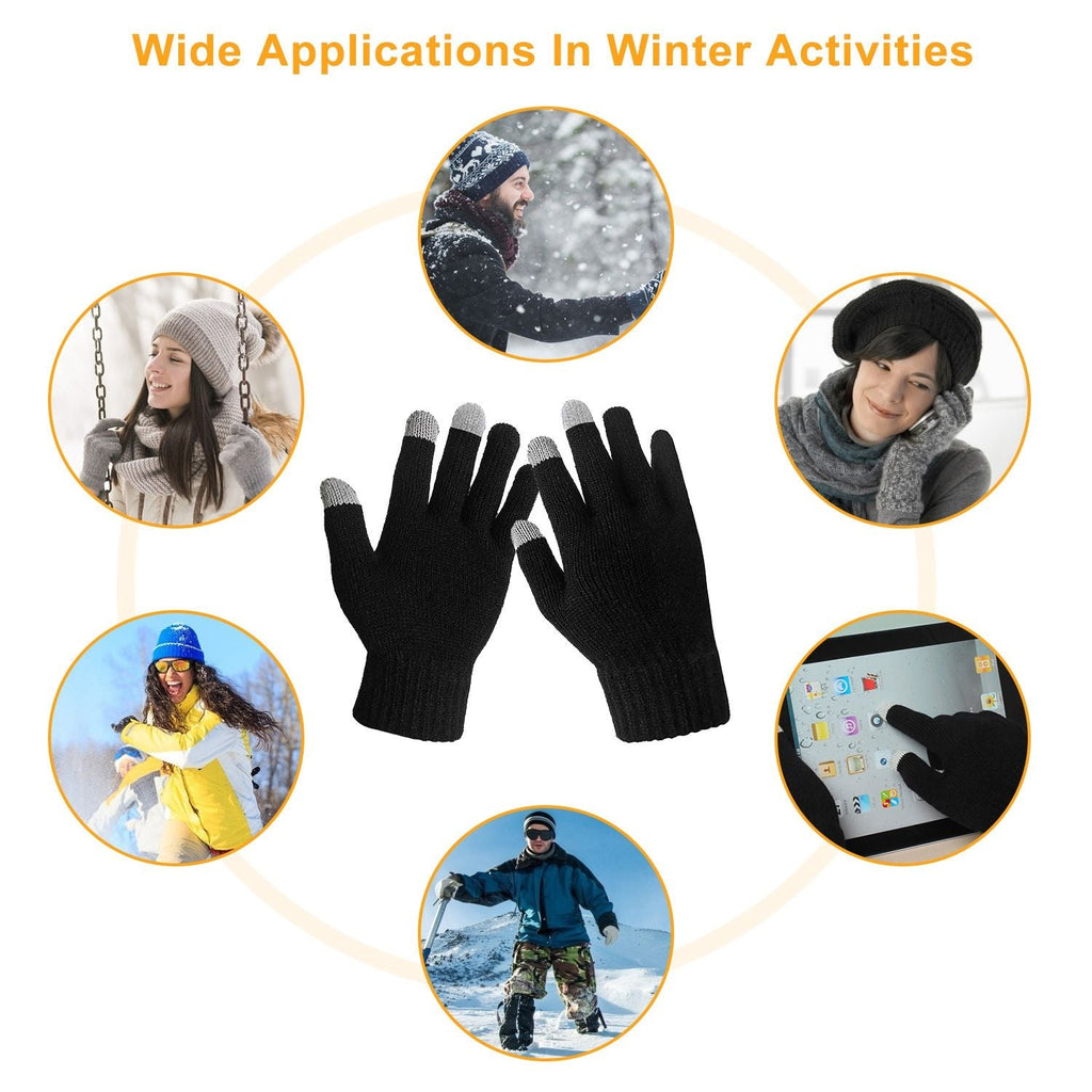 Gants écran tactile unisexe à doigts complets Gants tricotés chauds d'hiver pour la chaleur Course Cyclisme Camping Randonnée