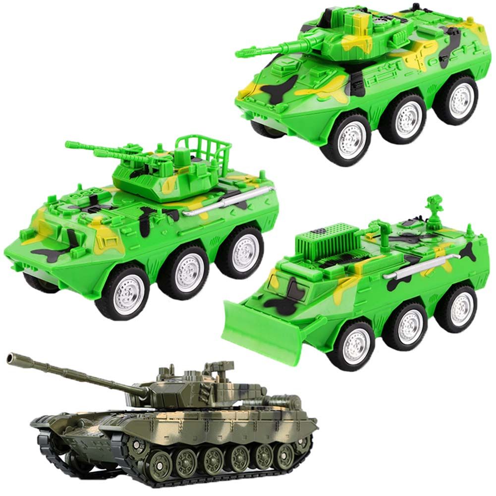 Armeefahrzeugmodelle, Spielzeugautos, Kampffahrzeuge, Spielzeugpanzer aus Kunststoff, 4er-Pack