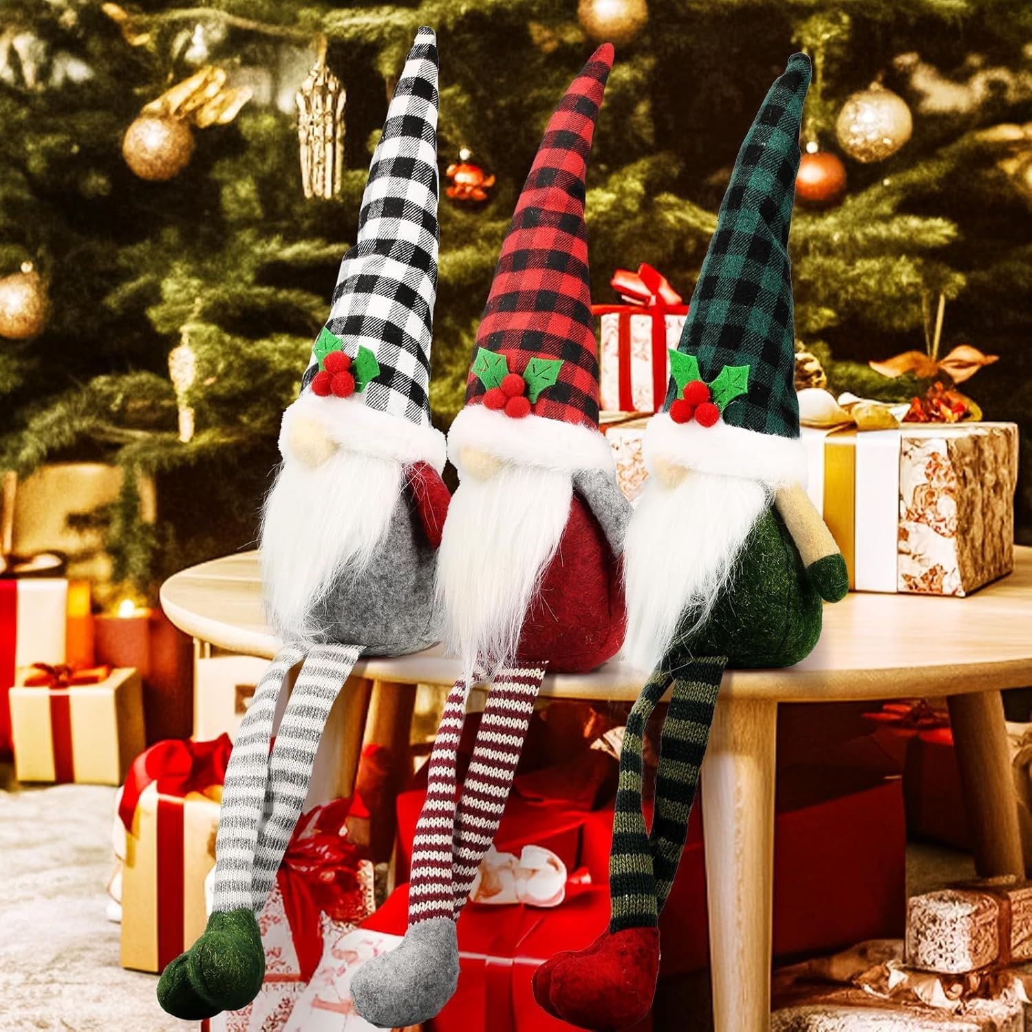 Weihnachts-Rotkardinal-Gnome Dekorationen für Zuhause, Drinnen, Büro - Weihnachts-Wichtel-Plüschpuppe - Weihnachts-Elfen-Dekoration Schwedische Tomte - Rotkardinal-Dekor für den Tisch - Wichtel-Geschenke für Frauen