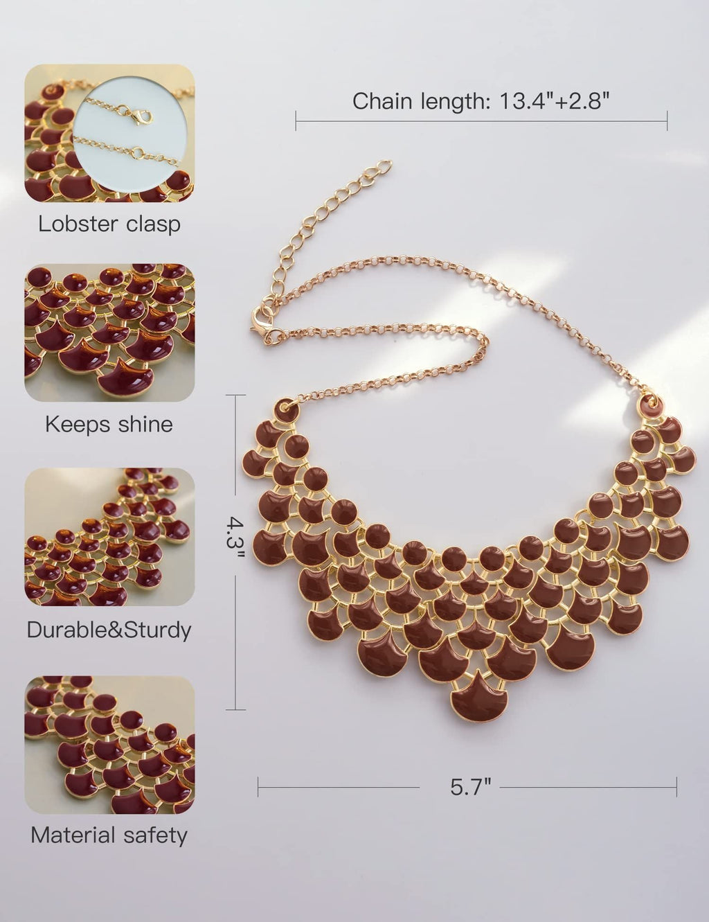 Jane Stone Modeaussage Collier Halskette Vintage Durchbrochenes Lätzchen Kostüm Schmuck