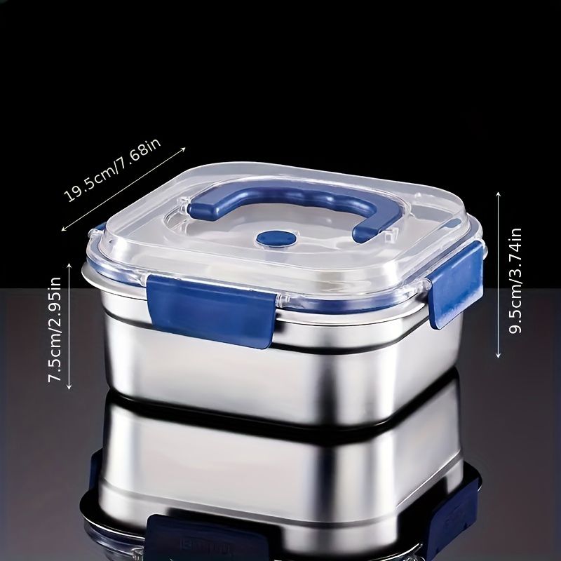 Yakimoto 2/4/6/8/10 Stück extragroße Lebensmittelbehälter aus Edelstahl mit blauen Deckeln – tiefes Design, luftdichter Verschluss, perfekt für die Kühlschrankorganisation, Essenszubereitung, Lunchboxen & Küchenspeisekammer