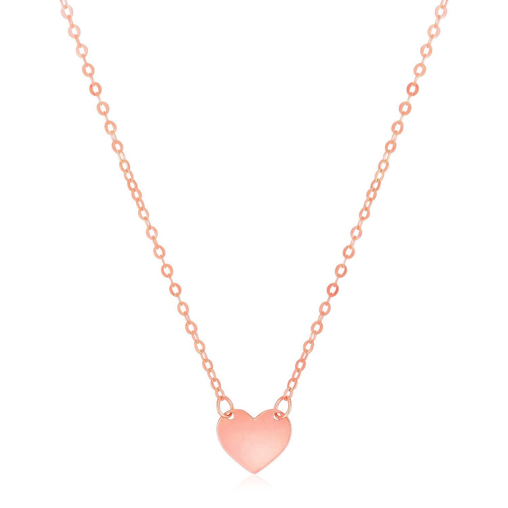 Collier mini cœur poli en or rose 14 carats