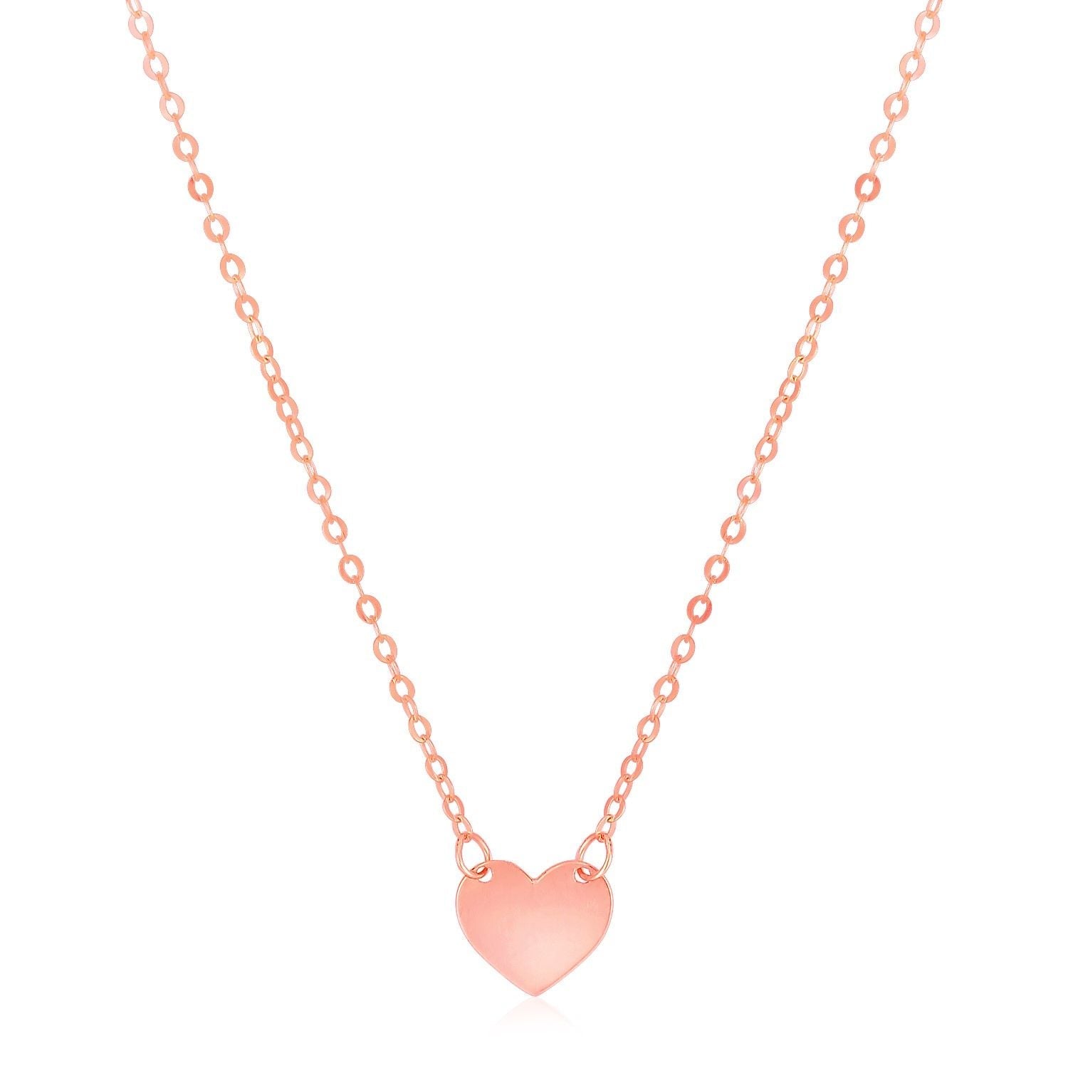 14k Roségold polierte Mini-Herzkette
