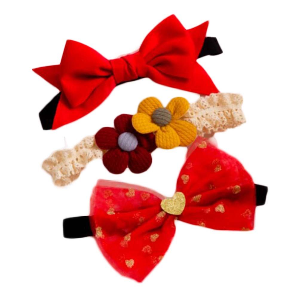 3 Stück Baby Haarbänder Rot Spitze Schleife Süße Prinzessin Kopfschmuck Mädchen Blumen Haar Accessoires