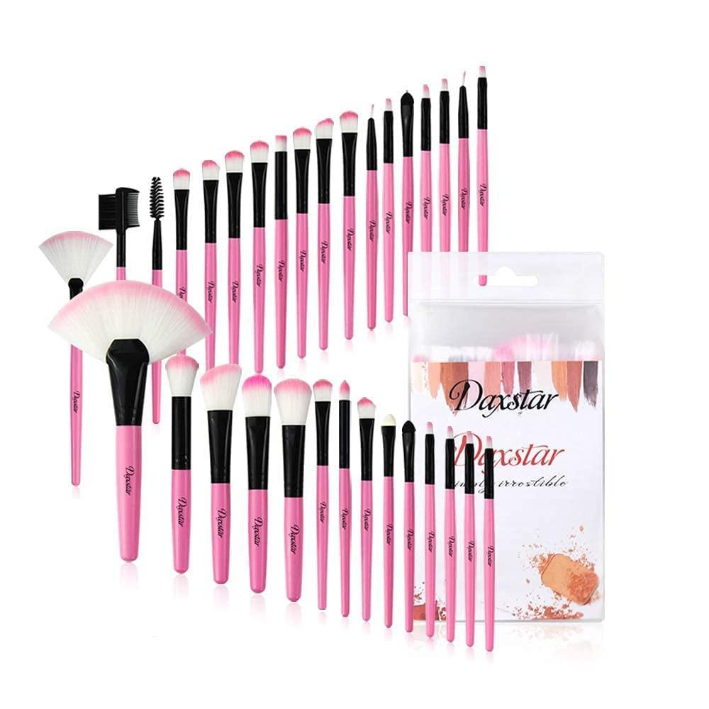 Lot de 32 pinceaux de maquillage roses