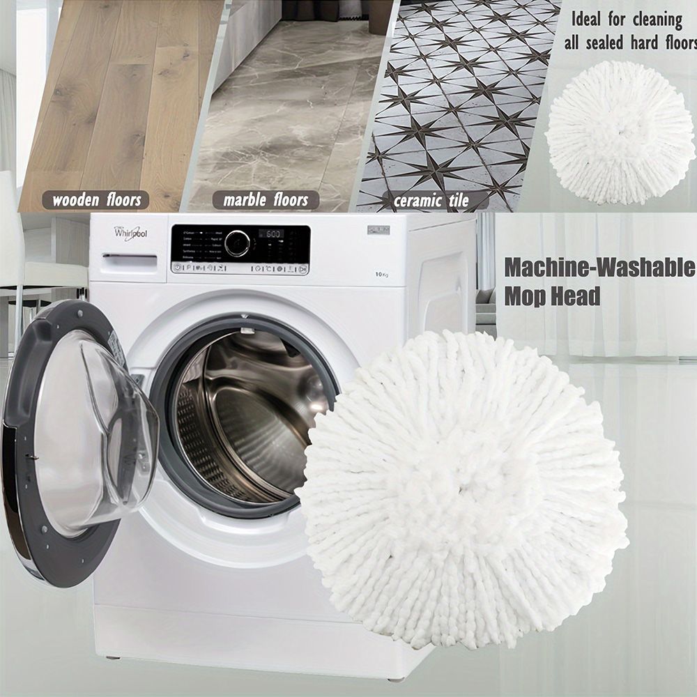 Lot de 6 têtes de rechange pour balai serpillère rotative O Cedar, têtes de balai serpillère rotative en microfibre, tête de balai serpillère anti-poussière facile à essorer à 360 degrés avec une base et un manche