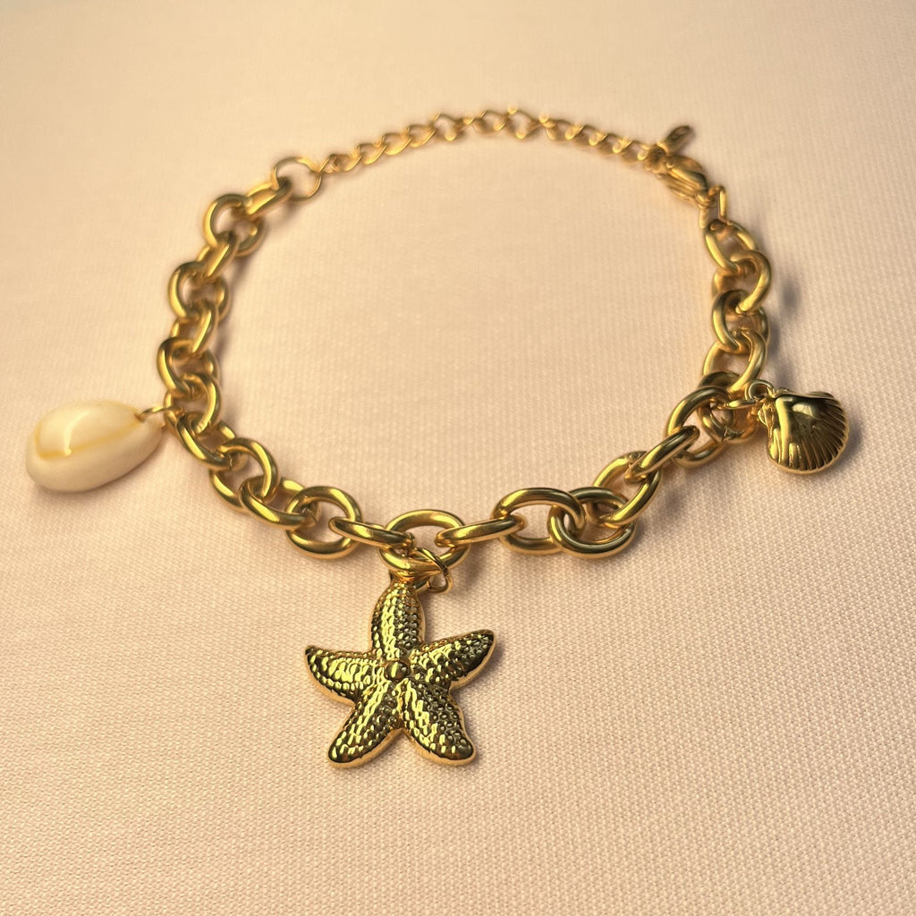 18K vergoldetes Meeres-Charm-Armband – Edelstahl Coastal Schmuckkollektion