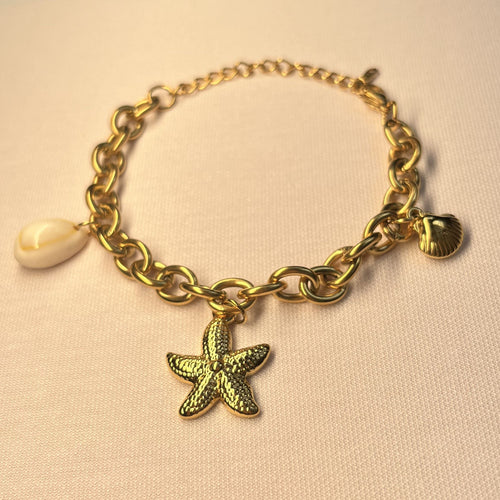 18K vergoldetes Meeres-Charm-Armband – Edelstahl Coastal Schmuckkollektion