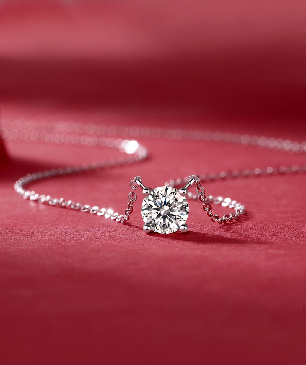 Mein Herz wird ewig halten – Ein modisches und trendiges Schmuck-Halsketten-Anhänger-Set mit 1-Karat und 2-Karat Moissanit aus S925 Sterlingsilber