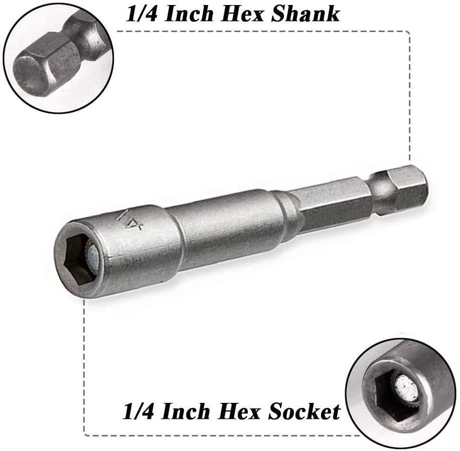6mm-19mm Schlagschrauber-Stecknuss Magnetischer Nuss-Schraubendreher 1/4 Sechskantsatz Bohreradapter für Bohrmaschinen Schlagschrauber Steckschlüssel-Set