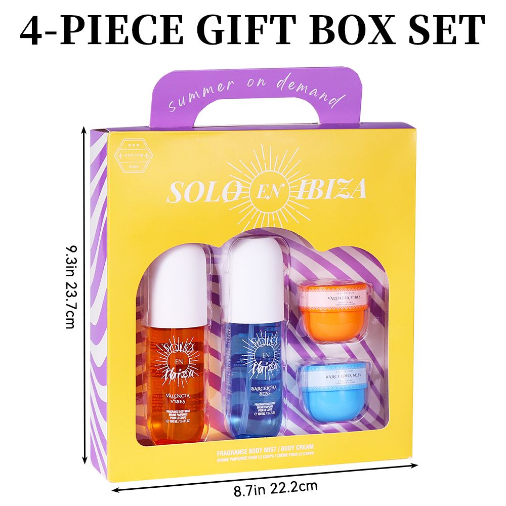 4-teiliges Reise-Set mit duftendem Körper- & Haar-Spray & Creme – 4 langanhaltende Düfte für Männer & Frauen – Perfekt für Dating, Alltag, Partys – Ultimative Geschenkbox