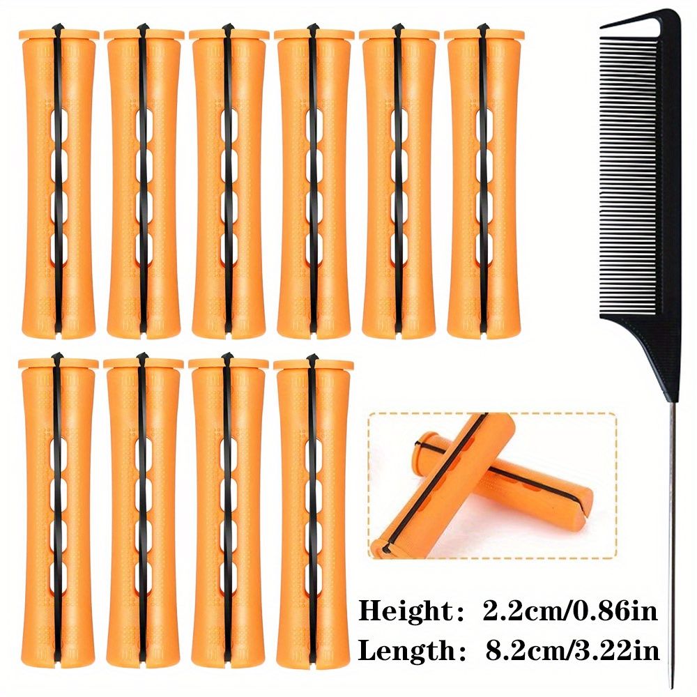10er-Pack professionelle Dauerwellenwickler mit Kamm und Gummibändern – kurze Lockenwickler für perfektes Haarstyling und Frisieren