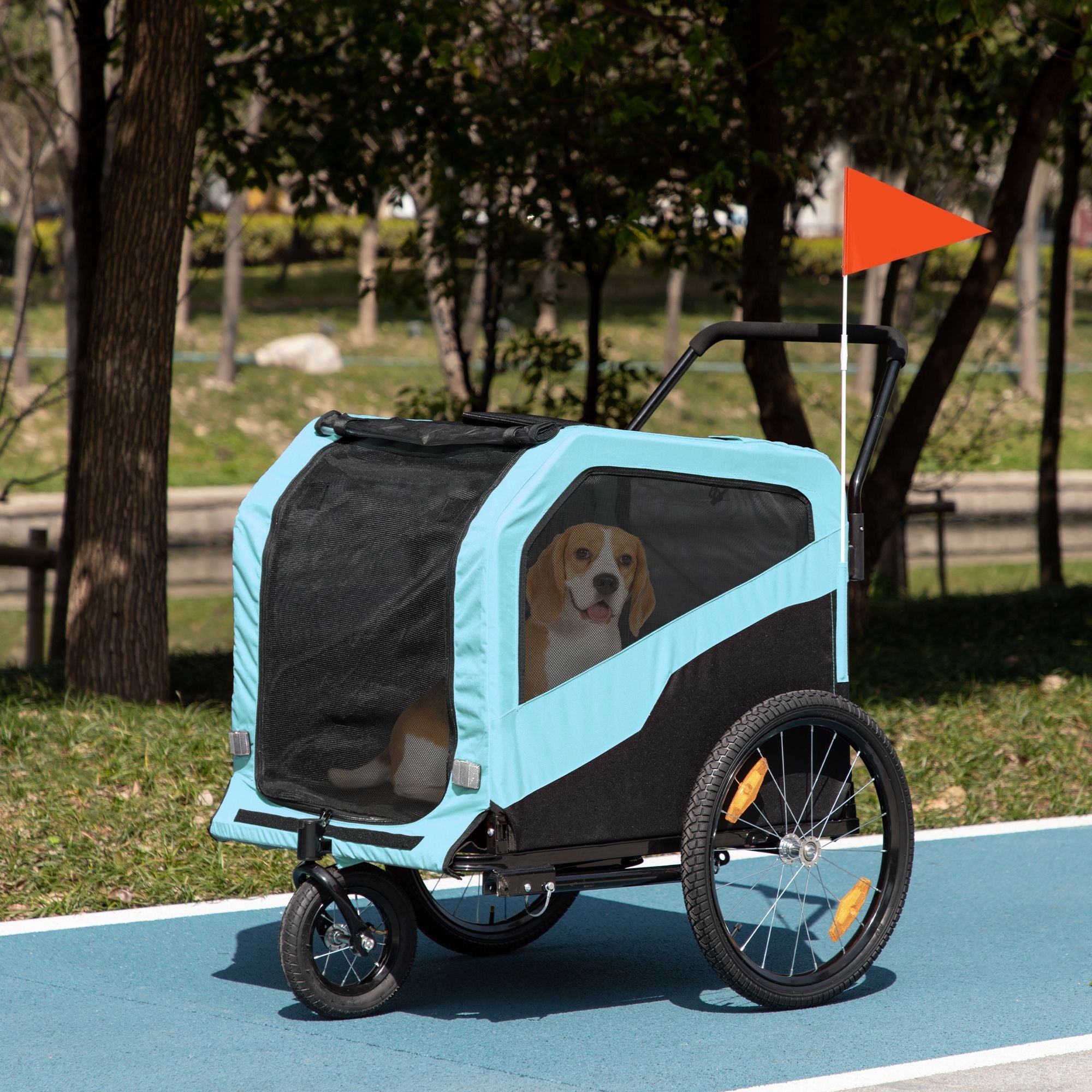 Haustier-Kinderwagen - 2-in-1 Großer Hundeanhänger & Kinderwagen Combo mit Sicherheitskupplung Schnellspannrädern Fußstütze Haustier Fahrradanhänger