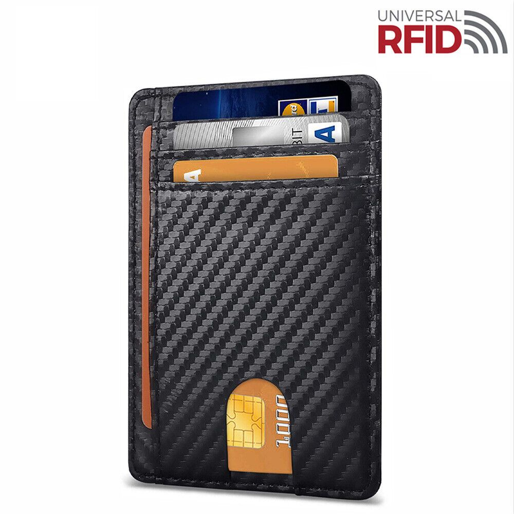 Portefeuille mince en cuir pour hommes Porte-cartes de crédit Blocage RFID Pochette porte-monnaie en PU États-Unis