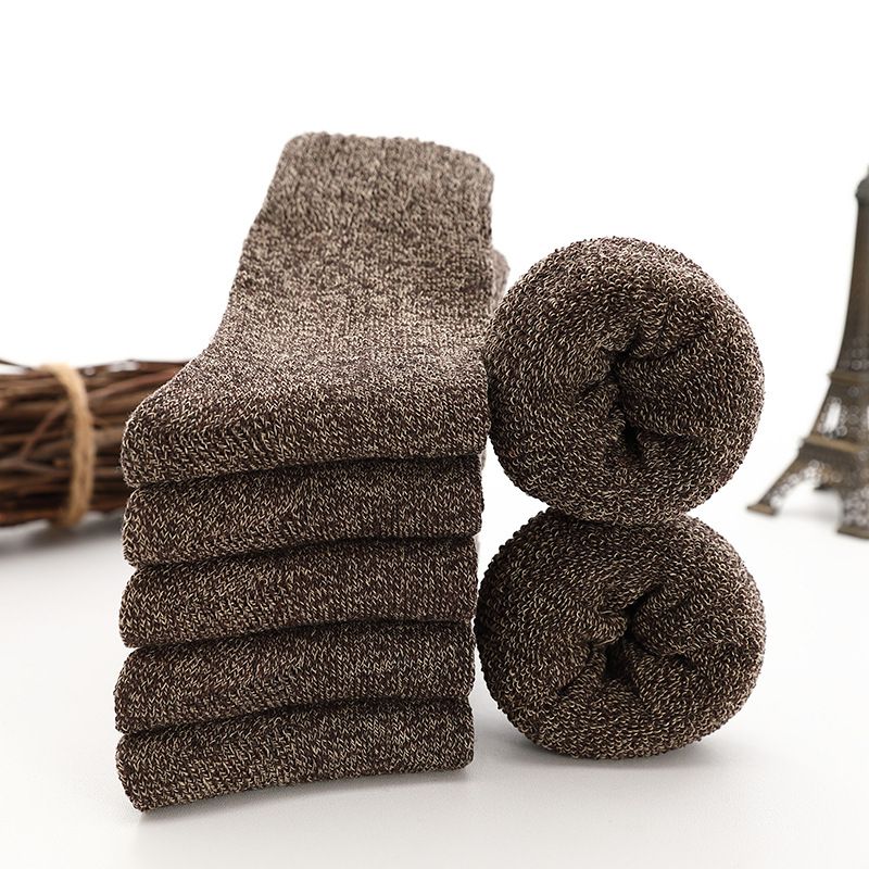 5 Paires Chaussettes Épaisses en Laine Homme Haute Qualité Serviette Garder au Chaud Chaussettes d'Hiver Coton Cadeau de Noël Chaussettes Pour Homme Thermique Taille 38-45