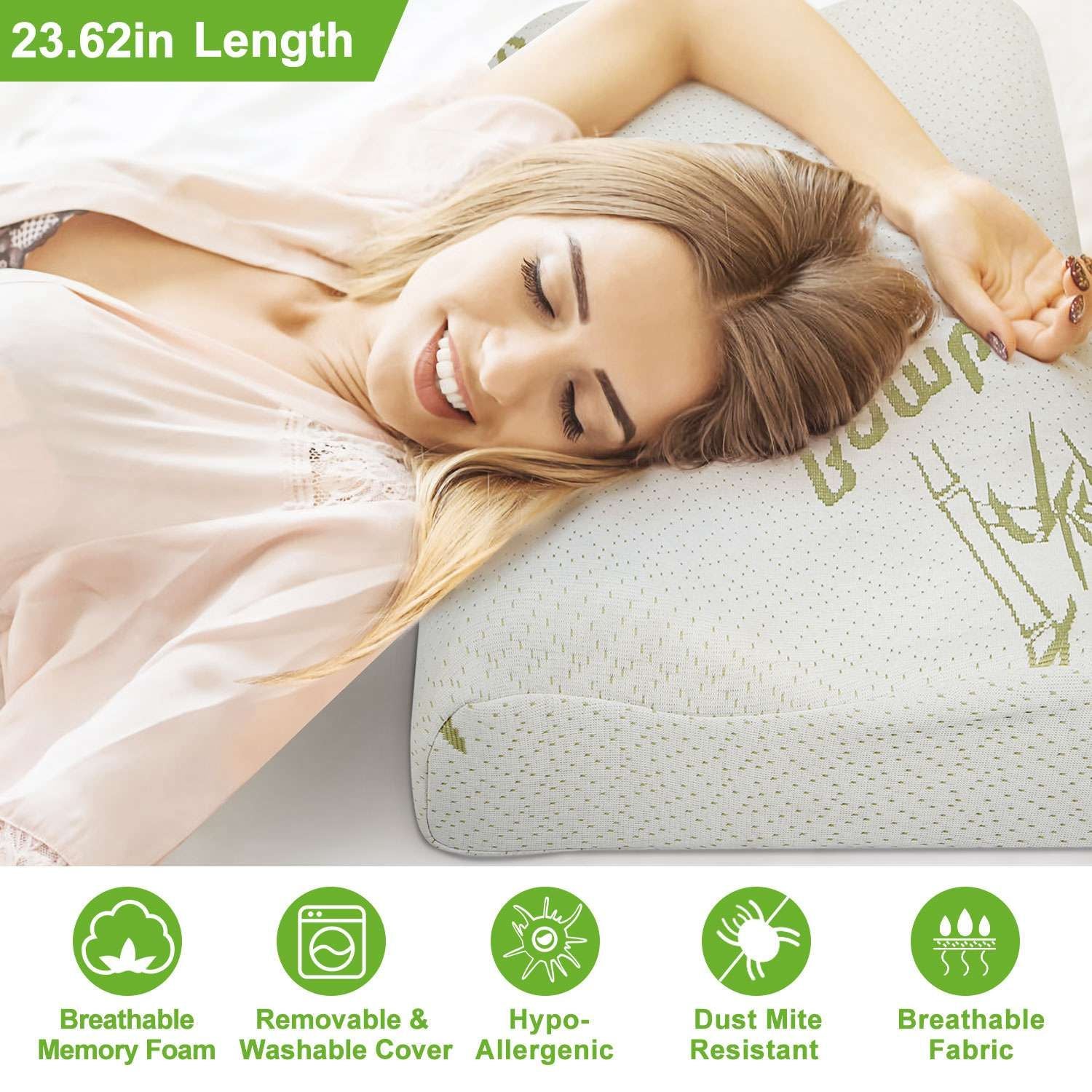 Bambus Memory Foam Schlaf Kissen Konturiertes Nackenstützkissen Orthopädisches Kissen Nackenstütze Atmungsaktives Kissen