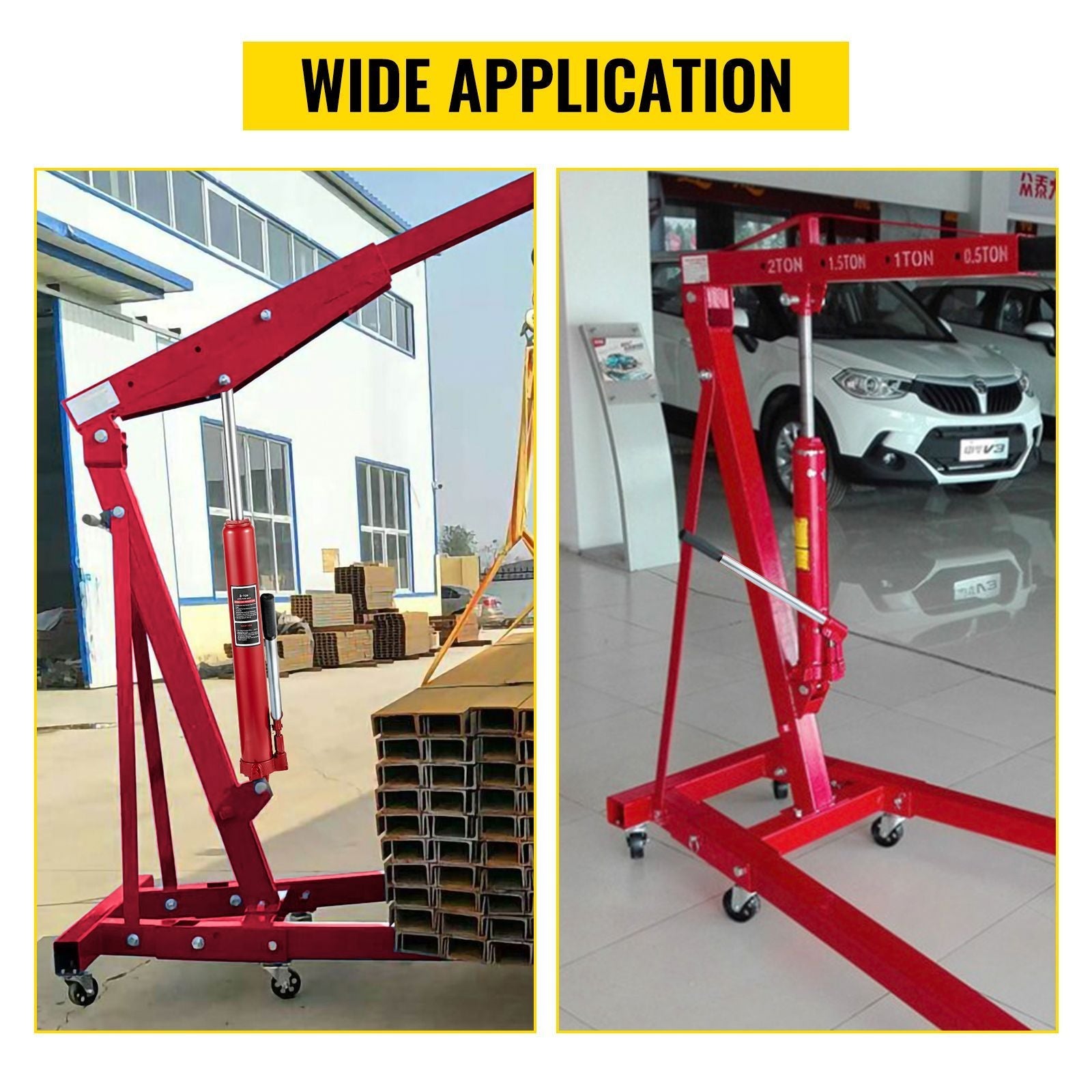 Hydraulischer Motorheber, 3 Tonnen/6600 lbs Tragkraft, mit Einzelkolbenpumpe und Gabelkopf-Basis, manueller Werkstattkran mit Griff, für Garage/Werkstattkräne, Motorlift-Hebezeug, Rot