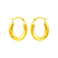 Ohrringe, Creolen, Oval, Poliert, 14 Karat Gelbgold