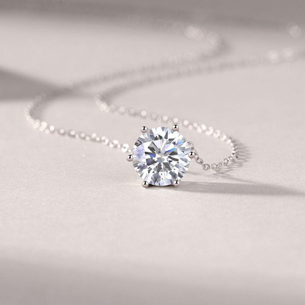 Afternoon Rose – Set mit Moissanit 1 Karat 2 Karat 3 Karat S925 Sterling Silber und Platinbeschichteter Halskettenanhänger Modetrend Diamantschmuck