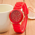 Luxuriöse Mode-Damenuhren Ultraleichte Quarzuhr Damenuhr Rotes Silikon-Armband relogio feminino