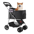 Tierkinderwagen - 16 kg Tragkraft, faltbarer Hundebuggy, 4-Rad-Katzenkinderwagen mit abnehmbarer Transportbox & Netzfenstern, tragbare Tierbox mit Bremse für kleine bis mittelgroße Haustiere